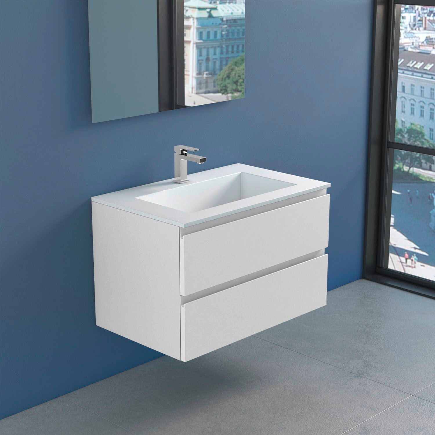 progettobagno Stresa Lago Waschtisch mit Unterschrank 80 cm, Badmöbel, MBIL80HITBI,