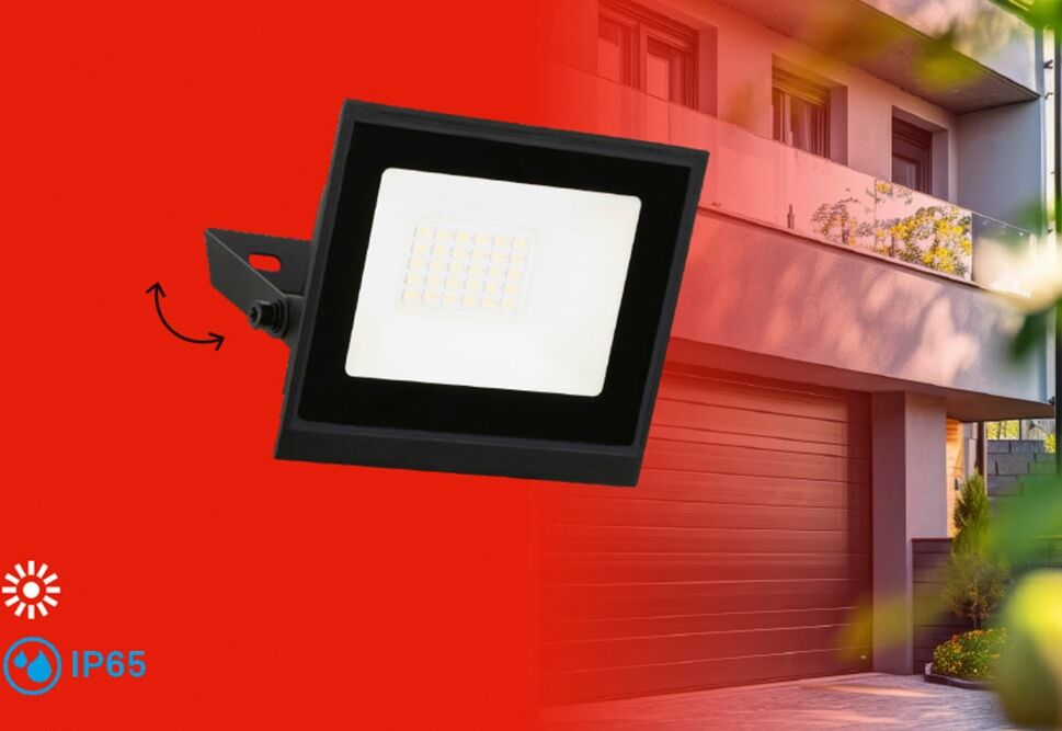 LED Flutlichtstrahler BRILONER LEUCHTEN "VARO", schwarz (matt, schwarz), H:34cm Ø:12cm, Leuchten, LED Flutlichtstrahler, 11x14,5x3 cm, Garage, Garten, Auffahrt