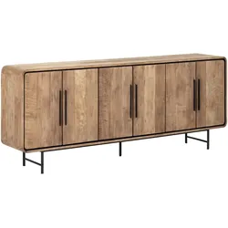 Sideboard Evo aus recyceltem Teakholz, modernes Design, natur, 220 cm Breite, Metallgestell