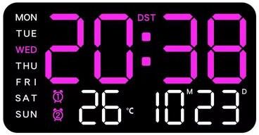 Inspire Select Large LED Digital Wall Clock USB Powered Remote Control With Temperature, Date & Week Display + Dual Alarm Feature black green