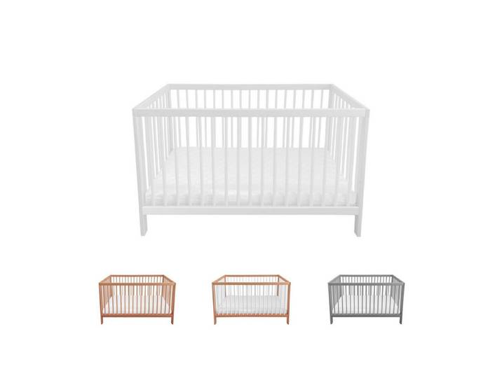 Lantigo Babybett Babybett 120x60 cm Weiß inklusive Matratze, Flexiblenutzung