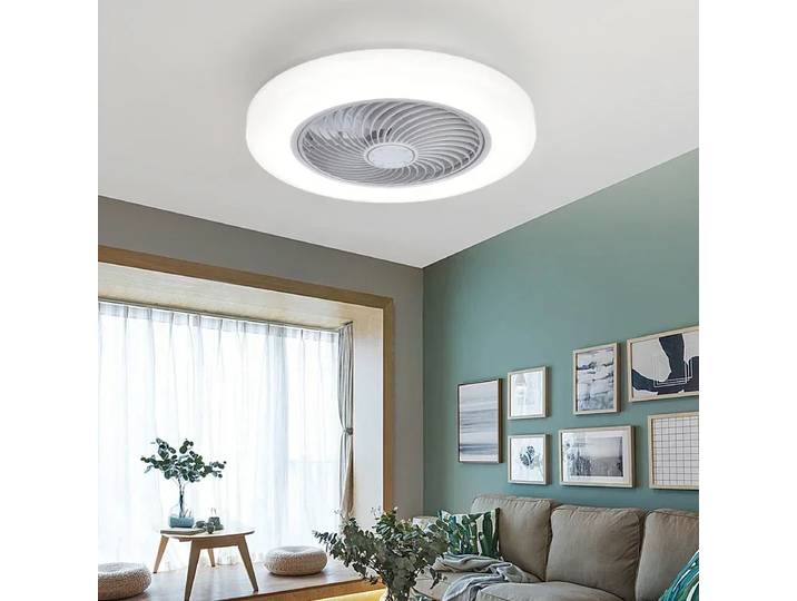Moderne vente chaude télécommande intelligente coloré ventilateur de plafond lumière lame Invisible rétractable silencieux [deux pièces 10% disque