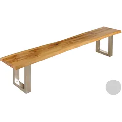 3S Frankenmöbel »Zingst« Massivholz Bank 180 cm / Metall Edelstahloptik / ohne Rückenlehne
