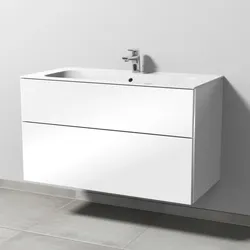 Sanipa 3way Keramik-Set Finion Keramik-Waschtisch und Unterbau mit 2 Auszügen, Weiß-Glanz BS40178