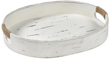 Atlas Lighting and Home Atlas Waterfront Oval Wooden White Tray - 20 inch Wide