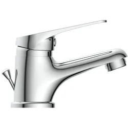 SPEED Waschtischarmatur mit Zugstange, Wasserhahn Bad mit Ablaufgarnitur, platzsparende Mischbatterie Waschbecken Chrom