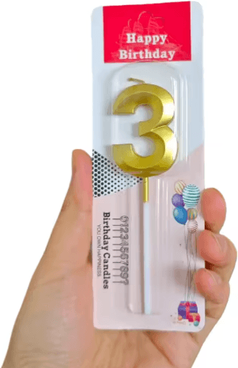 Inspire Picks 3D Gold Diamond Number Birthday Candles (09) Large Smokeless Cake Toppers For Birthdays & Anniversaries 3