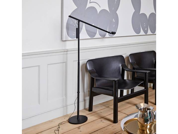 HAY Stehlampe Fifty-Fifty, dimmbar, schwarz, für Wohn- / Esszimmer, Aluminium, Design