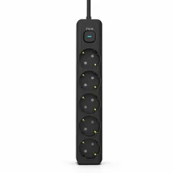 Steckdosenleiste 5fach, LED Anzeige Ein/Aus Schalter Schwraz 3,0m