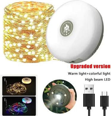 Combo Retail Shop Camping String Lights, Outdoor Waterproof, Portable Stowable String Light, USB Camping Lights With Lighting Modes warm And Colorful