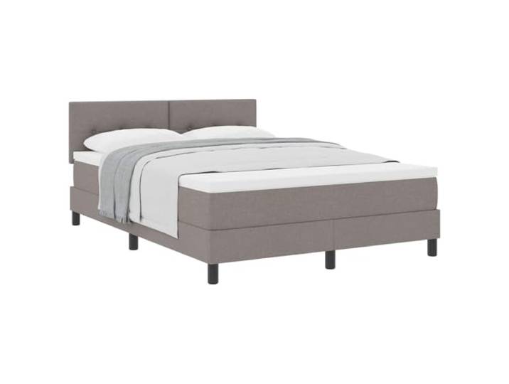 KKgypkn Boxspringbett mit verstellbarem Kopfteil Taupe 140 x 200 cm Stoff – Modernes Boxspringbett mit manuell verstellbarem Kopfteil, atmungsaktivem Stoffbezug