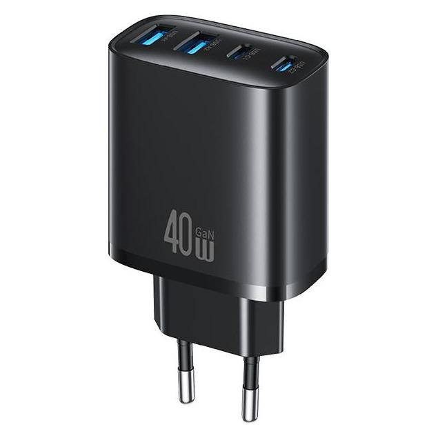 Usams Wall charger T70 40W 2xUSB-A/2xUSB-C black (40 W, 4 Ports) (CC330TC01)