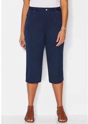 Plus Size Women's Softluxe Sateen Stretch Capri by Catherines in Mariner Navy (Size 24 WT)