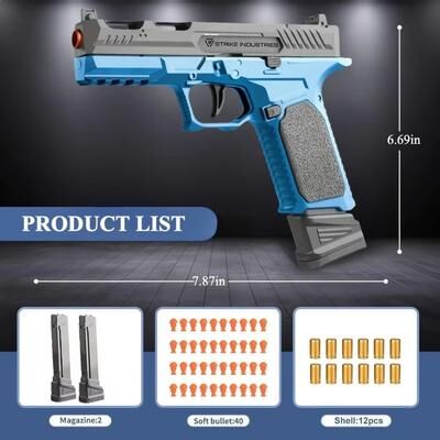 Inspire Daily Merch Rapid Fire Soft Bullet Toy Gun For Boys Realistic Action Pistol black