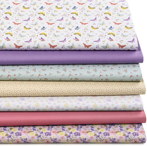 Patchwork- und Quiltpaket "Schmetterlinge & Blüten", weiß-color