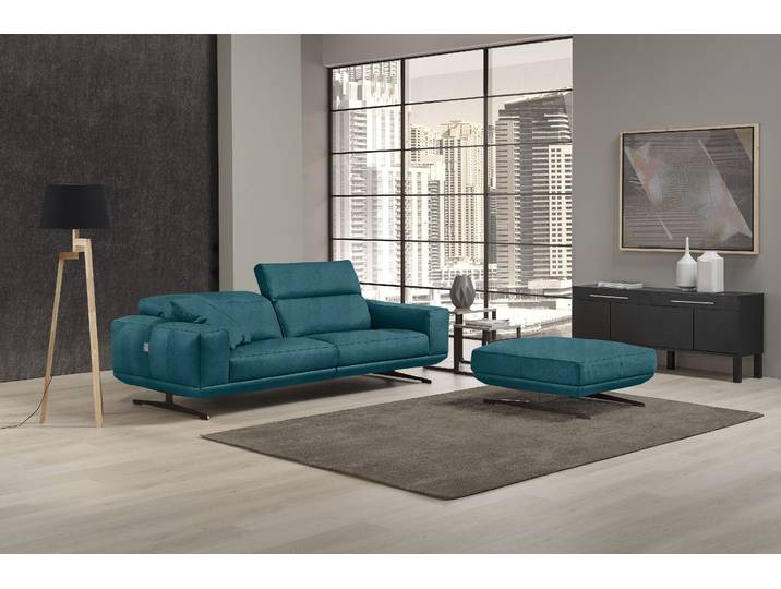 2,5-Sitzer Sofa, 236x109 cm, Luxus-Microfaser, Blau, Verstellbare Rückenlehnen, Modern, EGOITALIANO