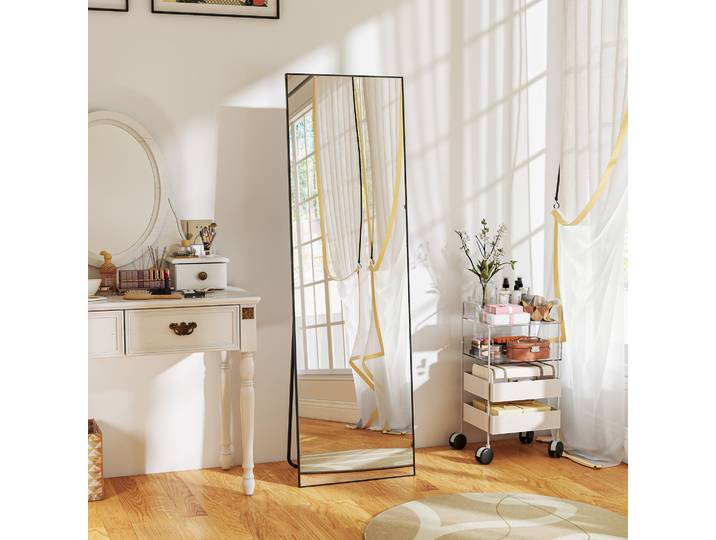 HOMCOM Miroir Pleine Longueur 161,5cm Argent Sur Pied/Mural