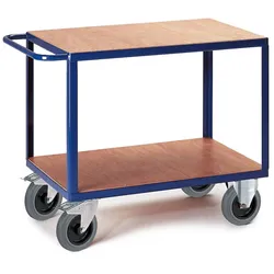 Rollcart 2 Etagen, schwerer Tischwagen 06-7527, Ladefläche 1000x700mm, Tragkraft 600 kg, blau
