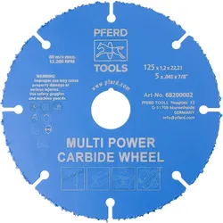 PFERD TOOLS Multi Power Carbide Trennscheibe DS 125x1,2x22,23 mm zum Trennen verschiedenster Materialien - 68200002