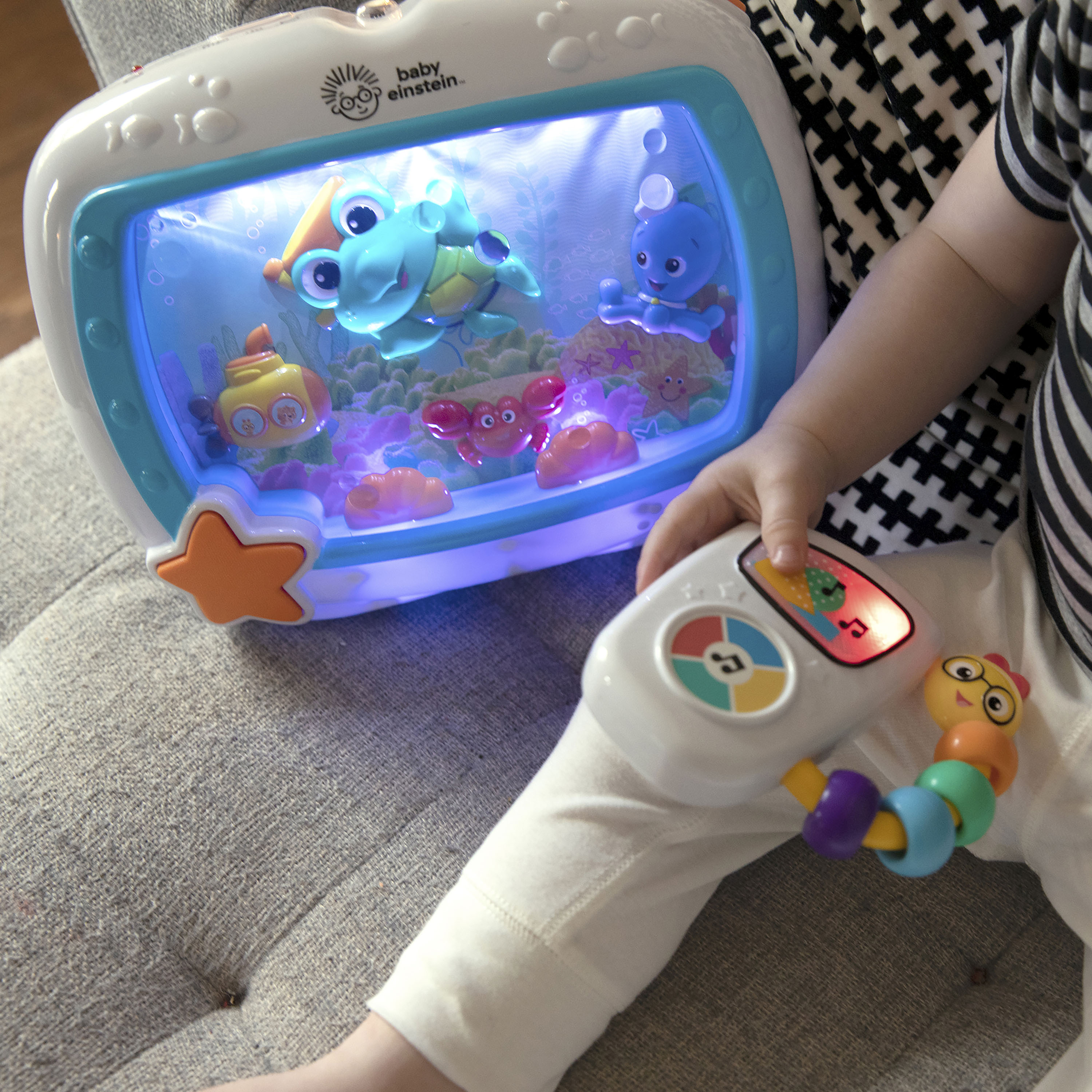 Nachtlicht BABY EINSTEIN "Schlummerlicht Sea Dreams", Baby, Gr. H: 22cm, bunt (blau), Leuchten Nachtlicht, inklusive Fernbedienung blau H: 22cm