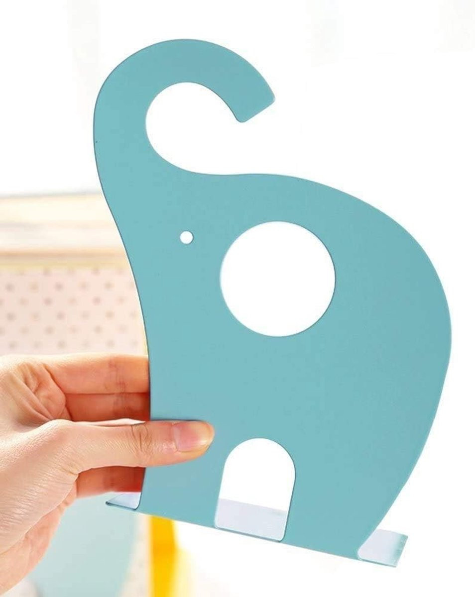 Creatieve Olifant Boekensteunen voor Kinderen - Lichtblauw - 19 x 12 cm
