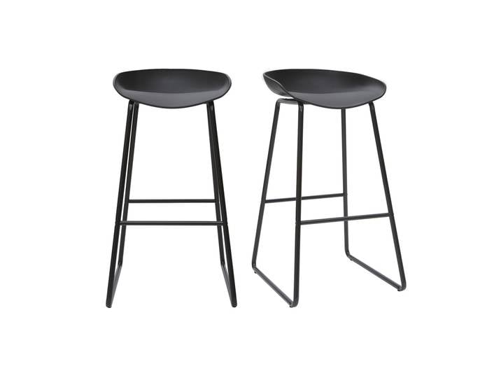Design-Barhocker Schwarz mit Metallbeinen (2 Stk.) PEBBLE