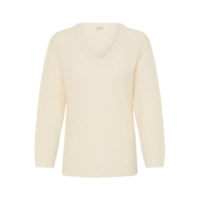 Strickfleece-Pullover OXMO "Strickpullover OXSandie", Damen, Gr. XS, weiß (birch), Obermaterial: 50% Polyacryl PAN. 50% Polyacryl PAN recyc.., Pullover