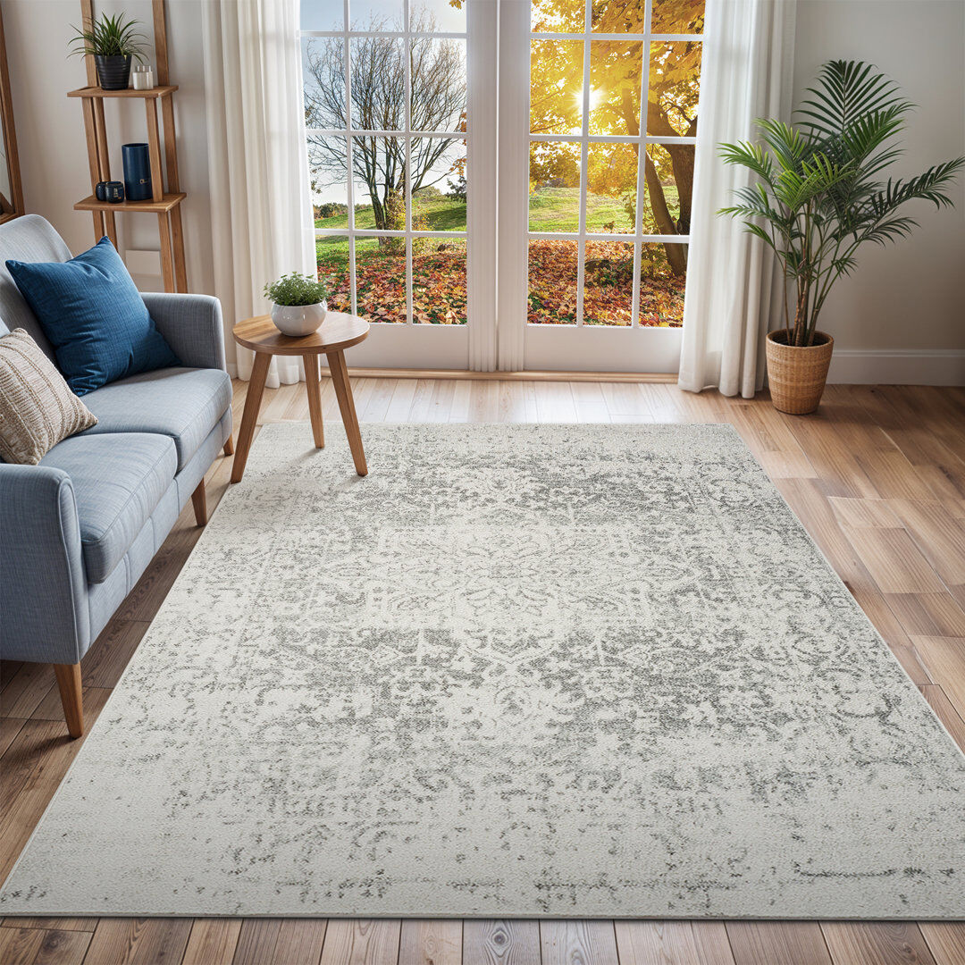 Three Posts Brambach Power Loom Light Grey/Beige Rug Beige;Black;Gray Rectangle 140 x 200cm