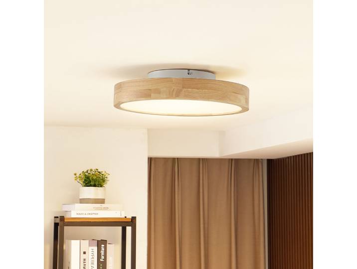 Plafonnier Milada Wood/White - Lindby - Salon / séjour - Moderne - Bois - Rond