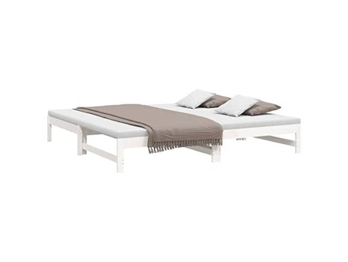 vidaXL Tagesbett Ausziehbar Sofa Gästebett Sofabett Bett Bettsofa Holzbett Schlafsofa Ausziehbett Bettgestell Weiß 2X(100x200) cm Massivholz Kiefer