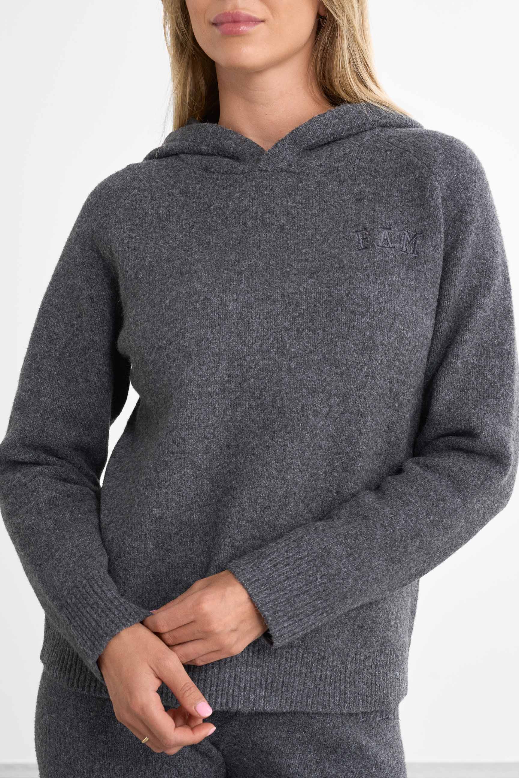 Famme Legacy Knit Hoodie Grey M