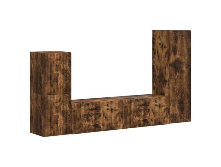 KTHLBRH TV-Möbel-Set 4 Stück Eiche Rauchgrau aus technischem Holz Regal 30 x 27 x 1,5 cm, 4 Türen, Wandstruktur, Multimedia-Aufbewahrung, Innenbereich, einfache Wartung