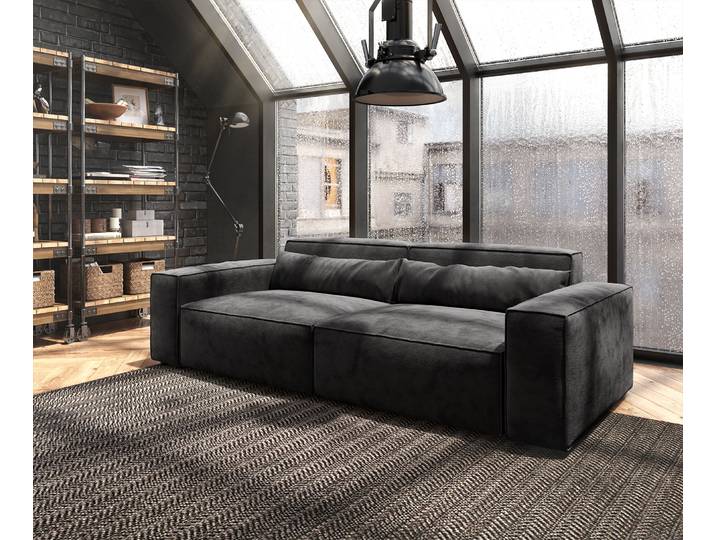 DELIFE Big-Sofa Sirpio 230x95 cm Mikrofaser Schwarz, Big Sofas