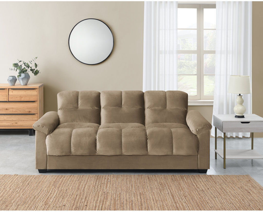Latitude Run Laymantown Sofa Bed Brown Velvet 3