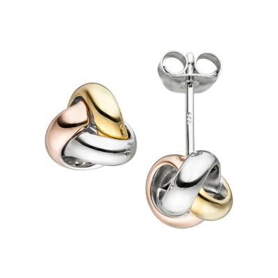 Paar Ohrstecker JOBO, silber (silber 925), Ohrringe, Damen, Silber 925 (Sterlingsilber), Knoten 925 Silber tricolor