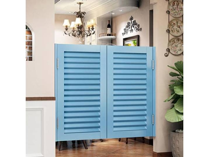 Saloontüren Westerntür, Saloontür Schwingtür Outdoor, Saloon-Tür, Handmad Flügeltür Für Cafe, Cowboy-Tür Aus Massivem Holz Blau A - W85×H90cm(Doppeltür)