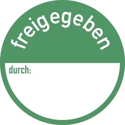 freigegeben durch:, Folie, wiederablösbar, Ø 50 mm, 500 Stück/Rolle