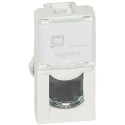 Legrand 076551 Datendose 1xRJ45 ungeschirmt für MOSAIC, Kategorie 5 UTP, 1 Modul, Farbe: weiß