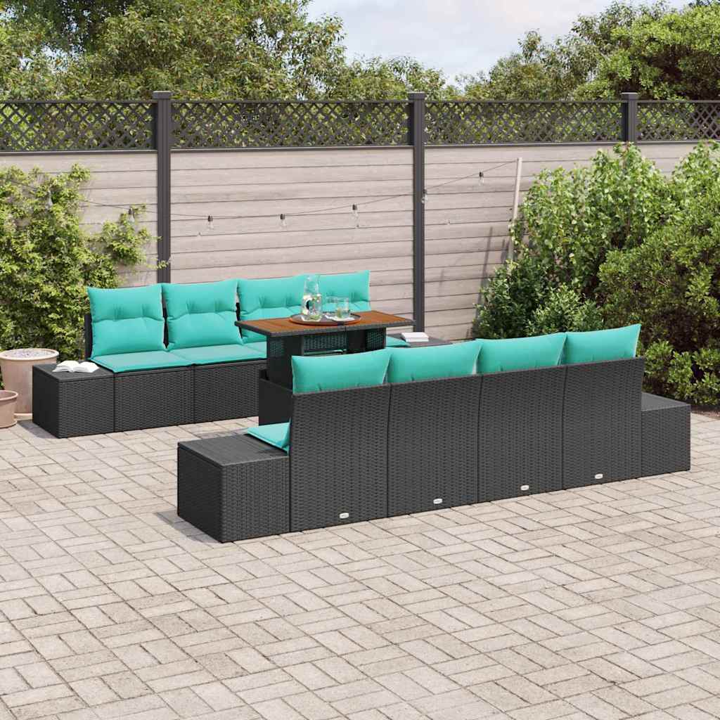 vidaXL Ensemble de salle à manger pour jardin 7 pc 6 place Noir
