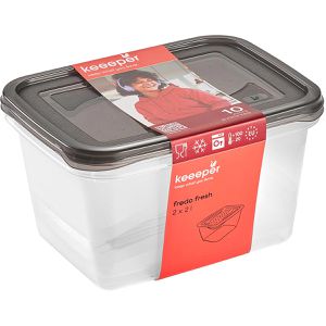 Keeeper Frischhaltedose fredo fresh grau, aus Kunststoff, 2 Liter, transparent, Set, 2 Stück