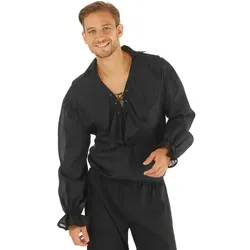 Rüschen-Hemd für Herren, schwarz