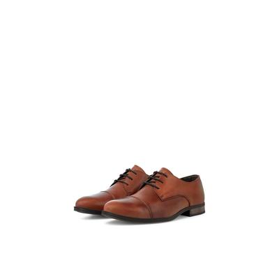 Schnürschuh JACK & JONES "JFWRAYMOND", Herren, Gr. 45, braun (cognac), Leder, Schuhe Schnürschuh, mit Ziernähte