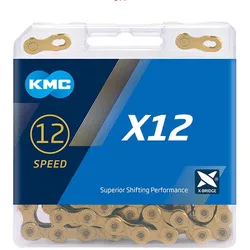 KMC Fahrrad Kette X12 Ti-N 12-fach gold 126 Glieder, 1/2" x 11/128"