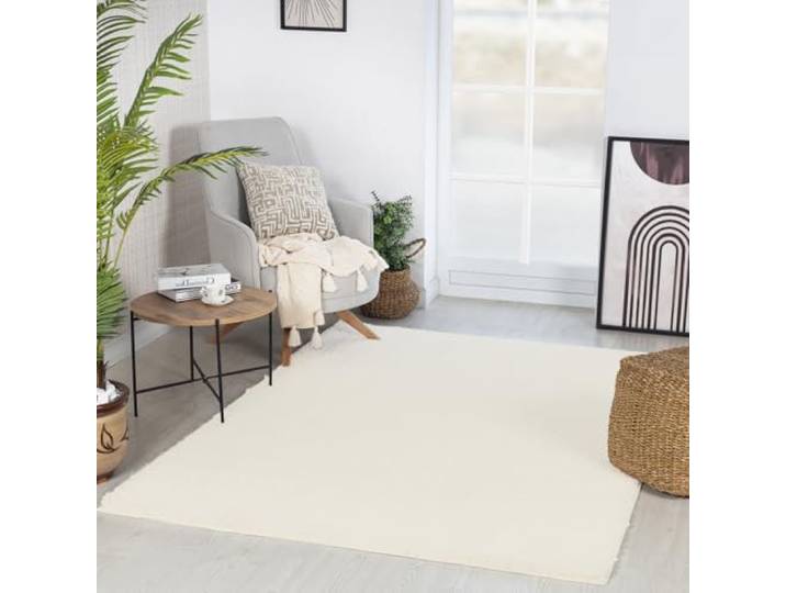 Livabliss Shaggy Berber Hochflor Design 120x180 cm – Moderner Boho Stil für Wohnzimmer & Schlafzimmer, weich, gemütlich & pflegeleicht – Weiß