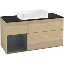 Villeroy & Boch Waschbeckenunterschrank Finion G29, Eckig Oak Veneer, 1200x603x501mm, mit Beleuchtung und SoftClosing
