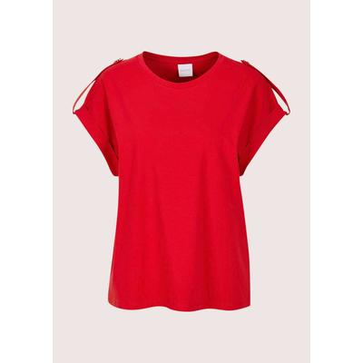 Kurzarmshirt MADELEINE "Shirt Basic Shirt mit Kurzarm, lockere Form", Damen, Gr. 38, rot, Obermaterial: 95% Baumwolle CO. 5% Elasthan EL., Modern, gerade, Shirts, Dekorativer Riegel
