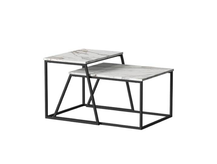 Vicco Couchtisch-Set Myra, Schwarz/Marmor-Weiß, 60 x 50 cm 2 Teile, zur flexiblen Nutzung als Beistell- oder Ablagetisch
