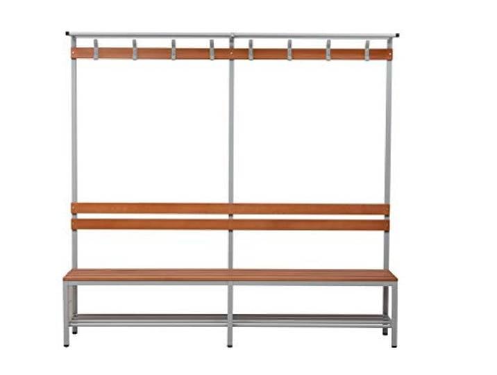 Schrank & Stuhl Umkleidesitzbank 200 cm mit Hut- & Schuhrost