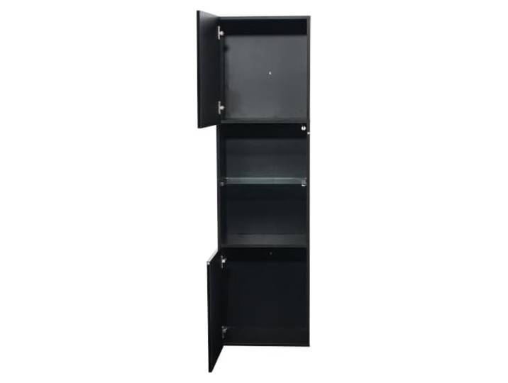 Vitrine mit LED, Glasboden, 45x35x160 cm, hochglanzschwarz Spanplatte, Hochglanz-Finish, 55 x 38 x 166 cm, 3 Glasböden, LED-Beleuchtung, App-Steuerung