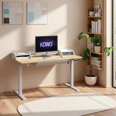 "KOWO K3041 48"" White Electric Height Adjustable Desk Sit Stand Computer Workstation for Home Office"